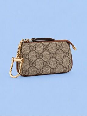 🔥GUCCI Classic Monogram GG Key Case Card Holder in Brown.
